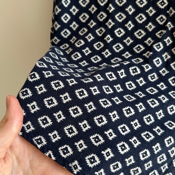 Jachs Girlfriend Diamond Aztec Print Button Down Polo, Large, Navy Blue/White - Picture 13 of 14